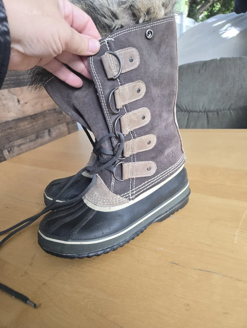 Womens Sorel NL1540 Joan of Arctic Snow Gray Waterproof Leather Boots Size 8
